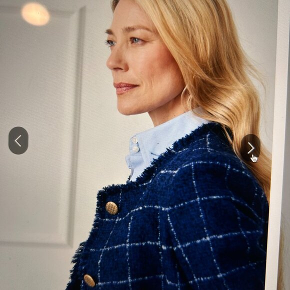 J. McLaughlin Abigail Jacket in Window Pane Navy and White - Picture 7 of 9